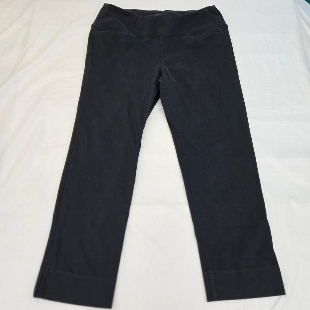J Jill Wearever‎ Pull On Pants L Cropped Capris Black Cotton Blend Stretch 33x28